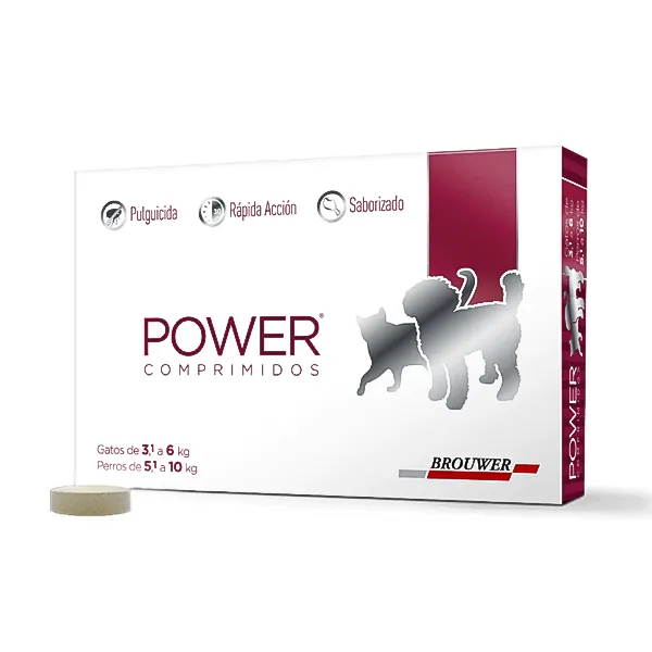 BROUWER - POWER COMPRIMIDOS 350MG PERRO/GATO DE 2.5 A 5KG