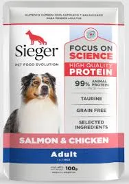 SIEGER - ADULTO WET SALMON Y POLLO 100GR