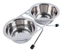 RAST - COMEDERO DOBLE ACERO INOXIDABLE CON SOPORTE FIJO N°3
