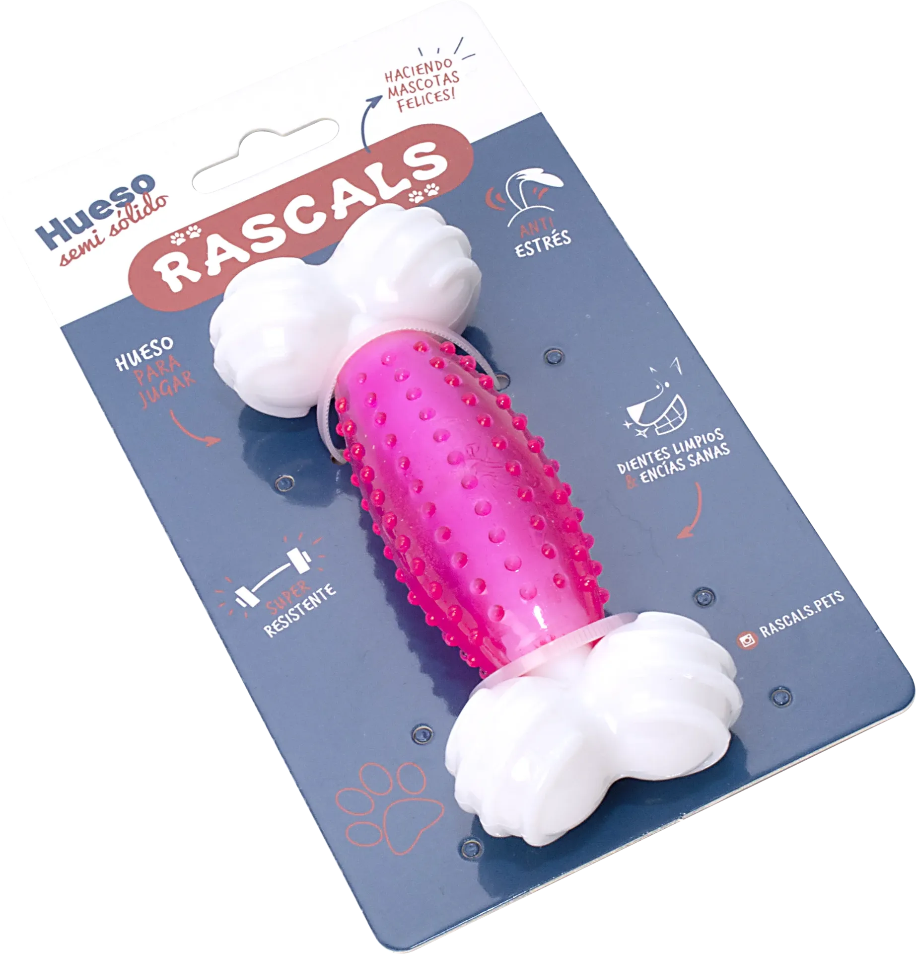 RASCALS - HUESO SEMI RIGIDO (ROSA Y BLANCO)