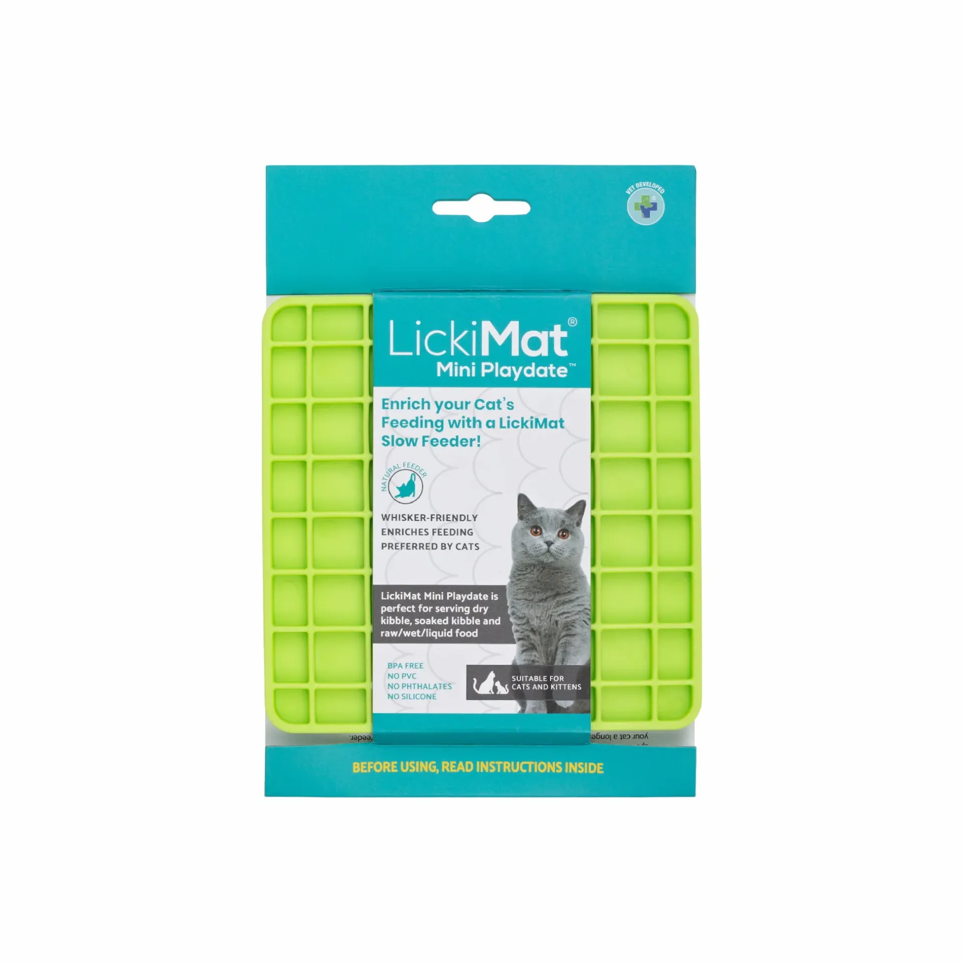 LICKI MAT - PLAYDATE GREEN CAT