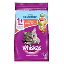 WHISKAS - CASTRADOS MIX CARNE 1KG