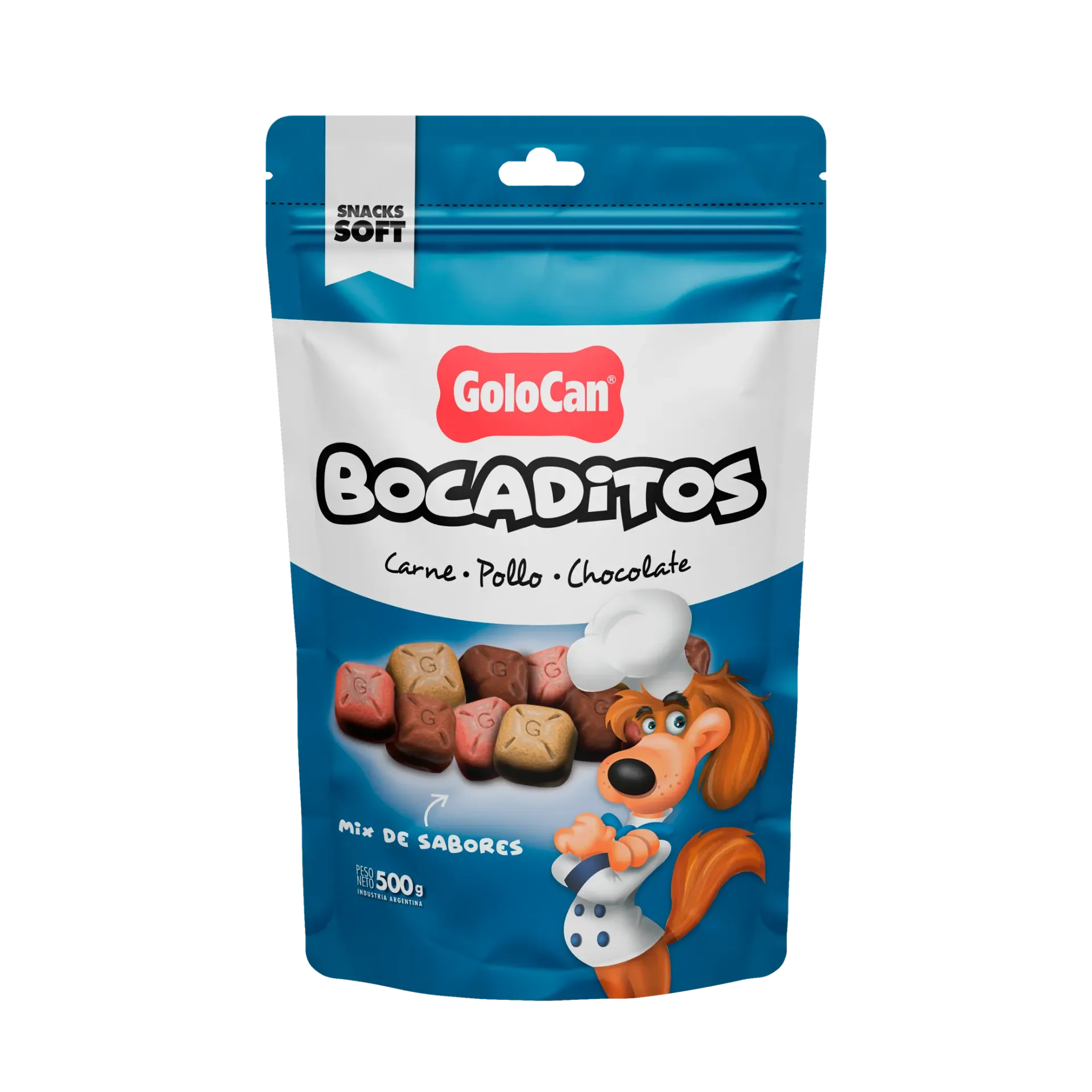[330-D] GOLOCAN - BOCADITOS CARNE POLLO,CHOCOLATE x  500 GR