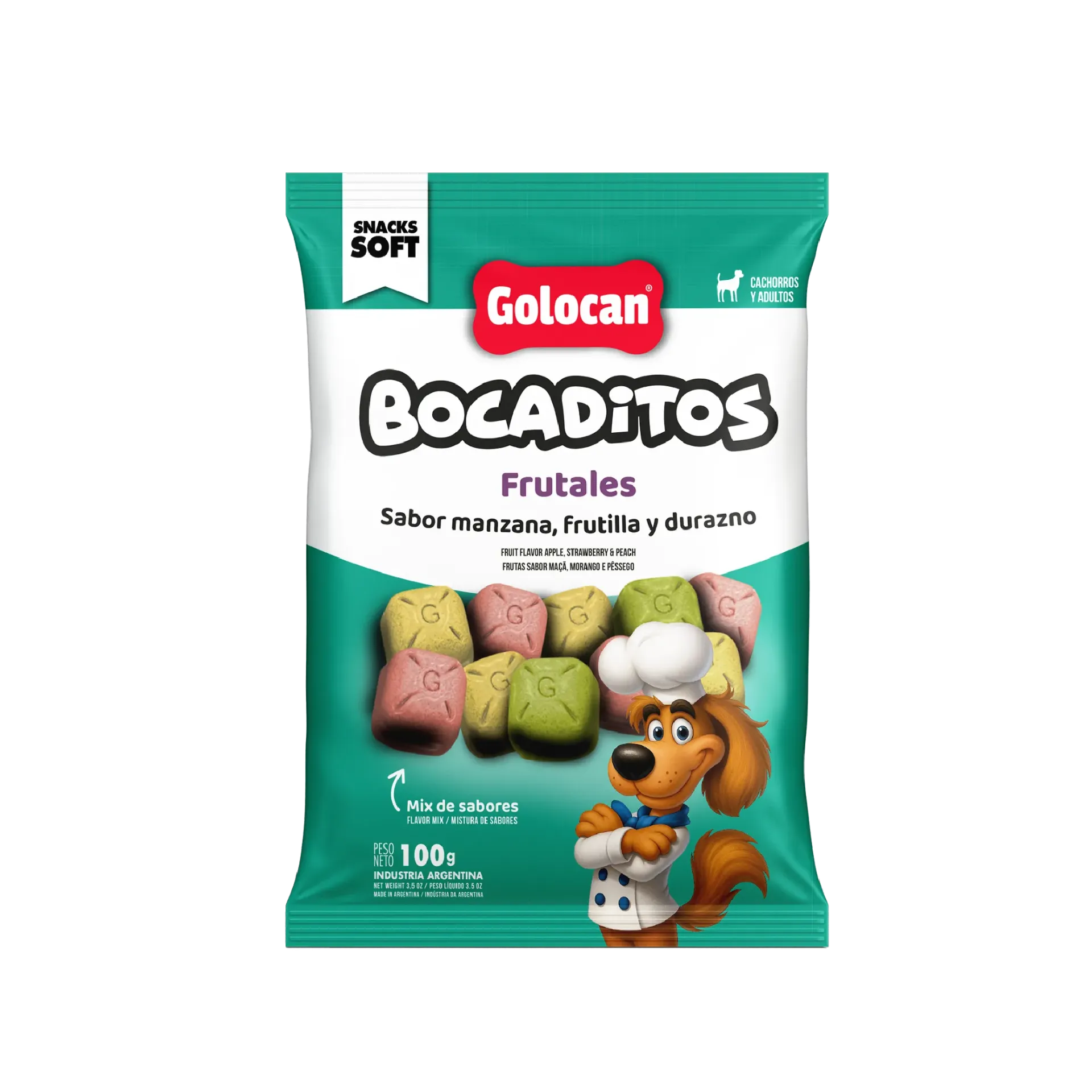 GOLOCAN - BOCADITO SEMIHÚMEDOS MANZANA, FRUTILLA Y DURAZNO 100GR