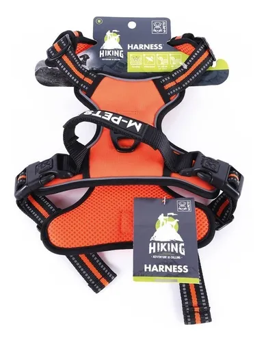 M-PETS - HIKING HARNESS "M" NARANJA Y NEGRO
