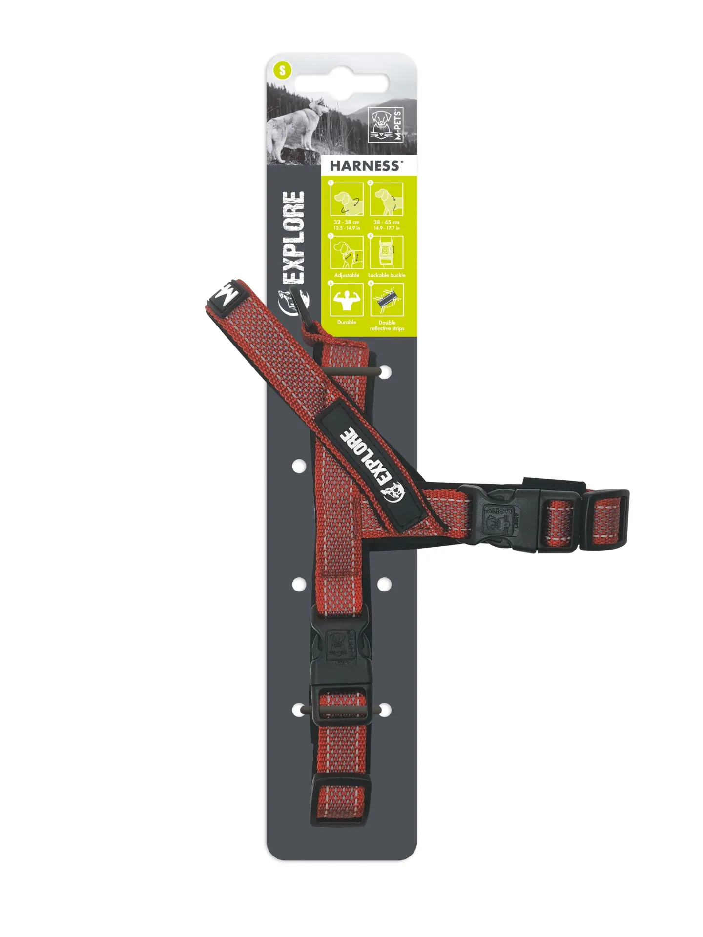 M-PETS - EXPLORE HARNESS "M" ROJO