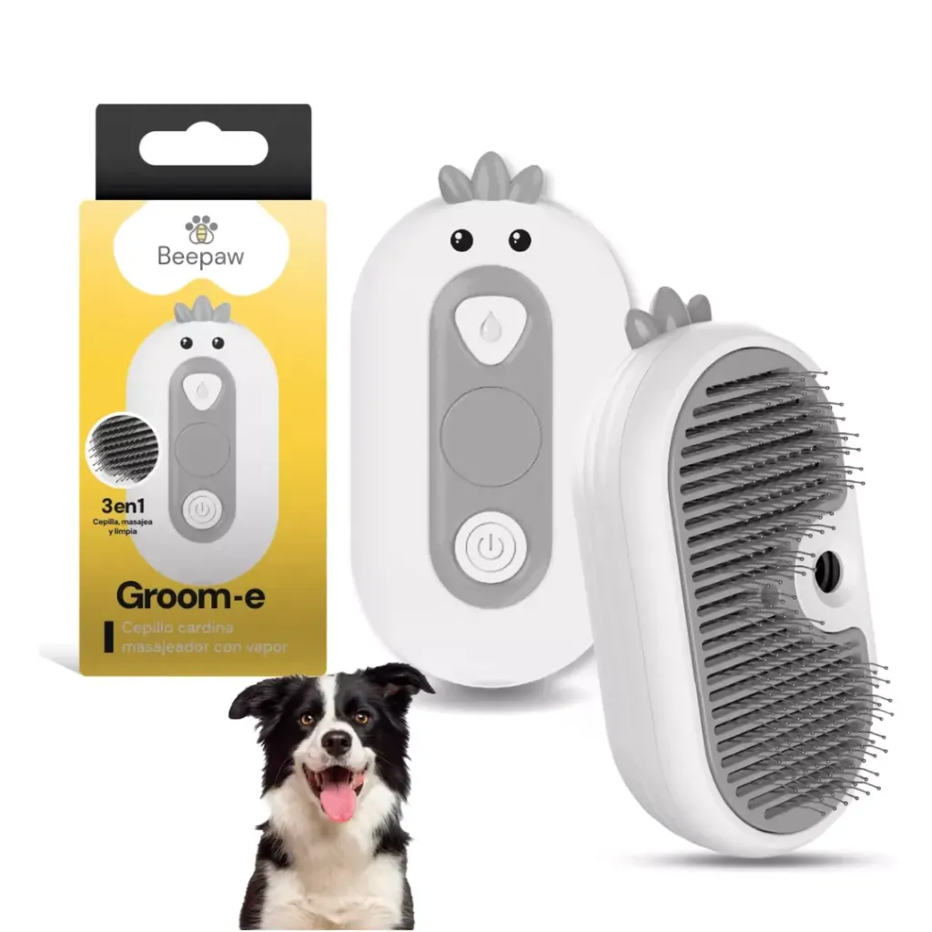 [11133] BEEPAW - CEPILLO CON VAPOR Y CARDINA GROOM-E BLANCO