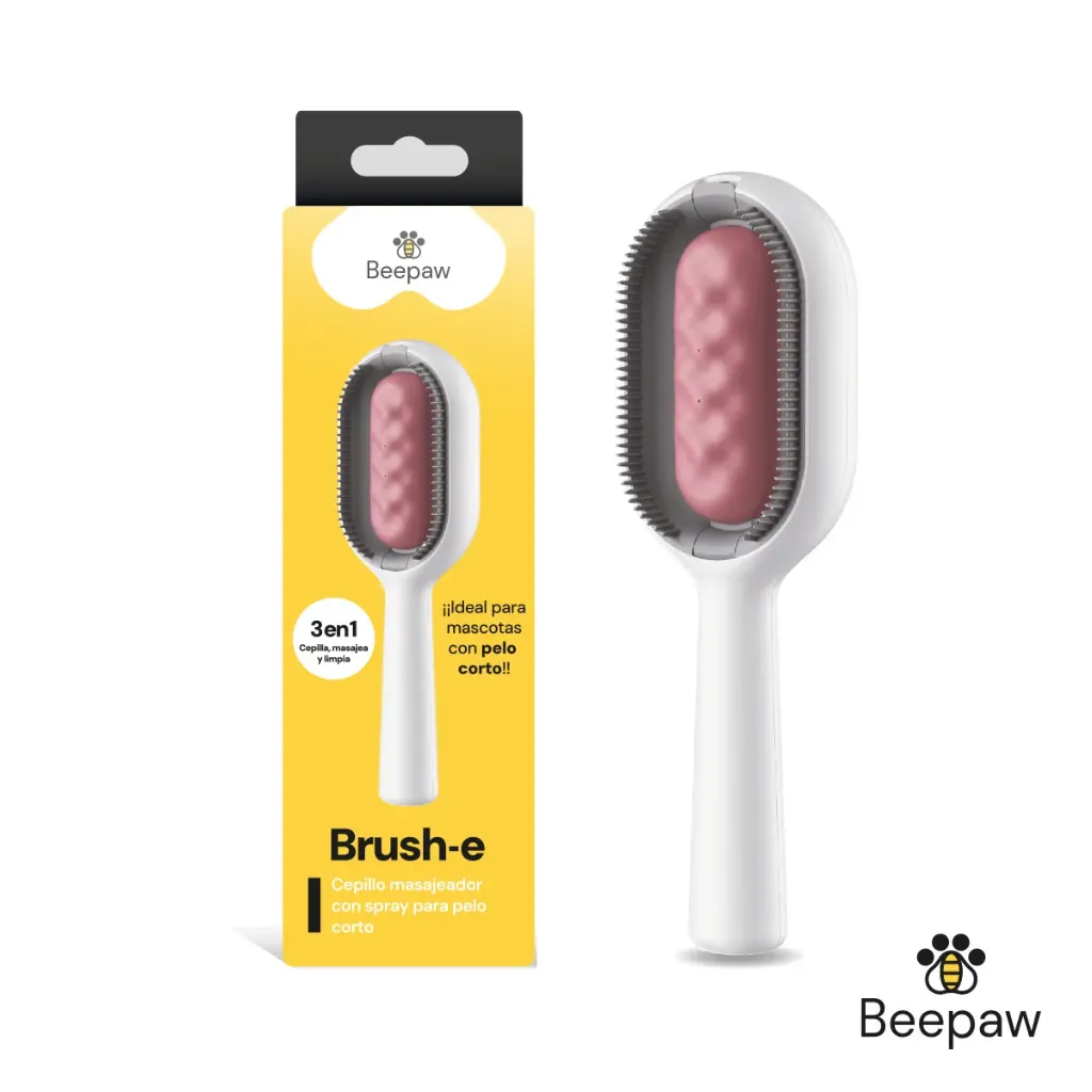 [11143] BEEPAW - CEPILLO CON CERDAS BRUSH-E PELO CORTO ROSA