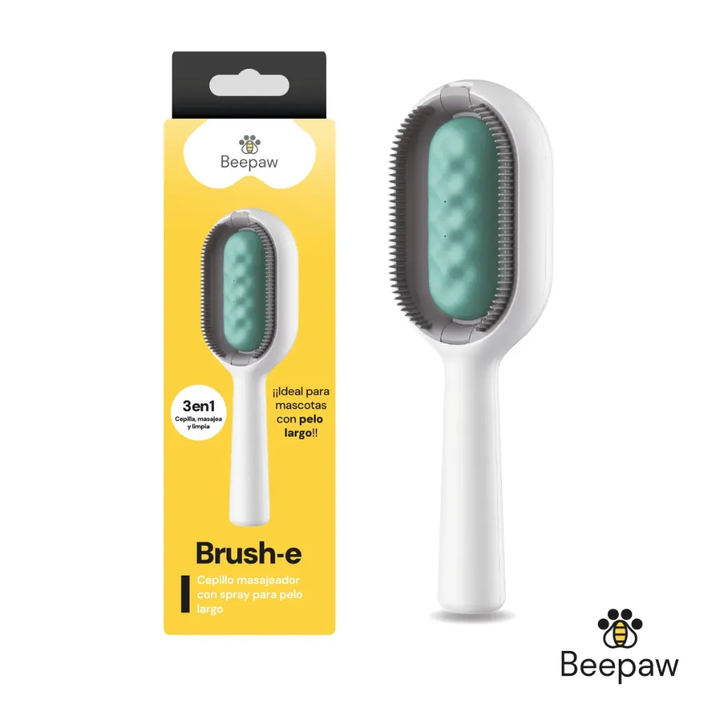 BEEPAW - CEPILLO CON CERDAS BRUSH-E PELO LARGO CELESTE