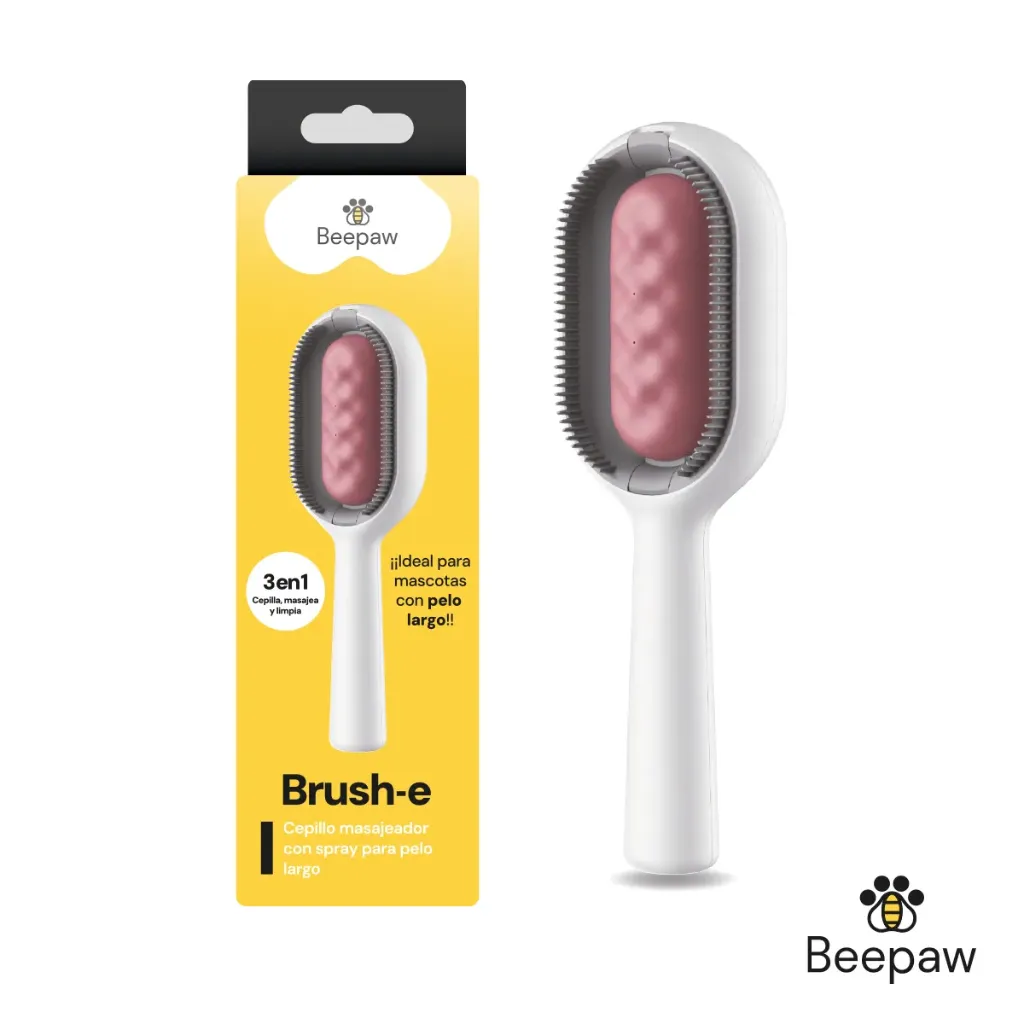 BEEPAW - CEPILLO CON CERDAS BRUSH-E PELO LARGO ROSA