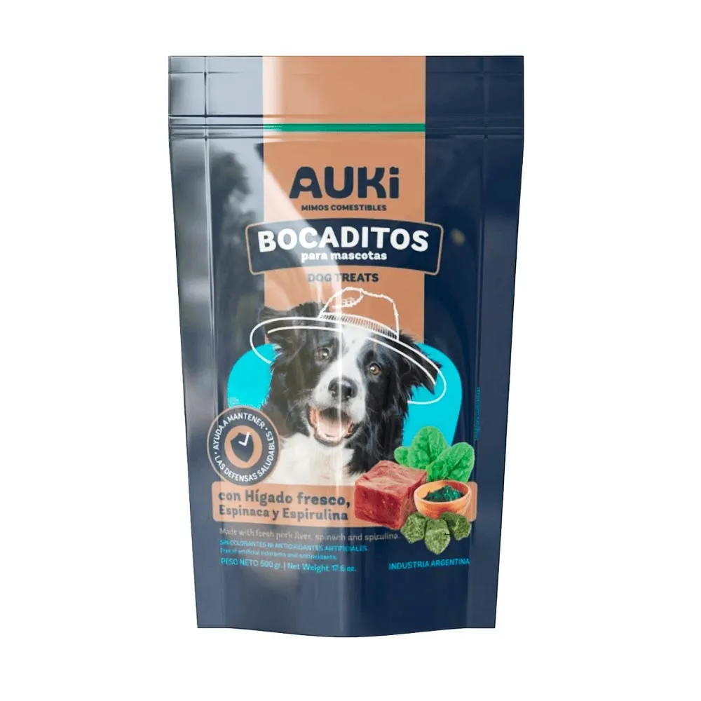 AUKI - BOCADITOS HIGADO, ESPINACA Y ESPIRULINA X 5OO GR