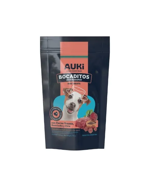 AUKI - BOCADITOS CARNE, REMOLACHA Y CHIA X 500 GR