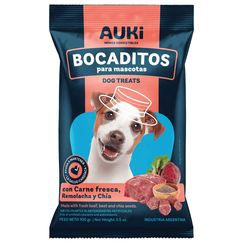 AUKI - BOCADITOS CARNE, REMOLACHA Y CHIA X 100 GR