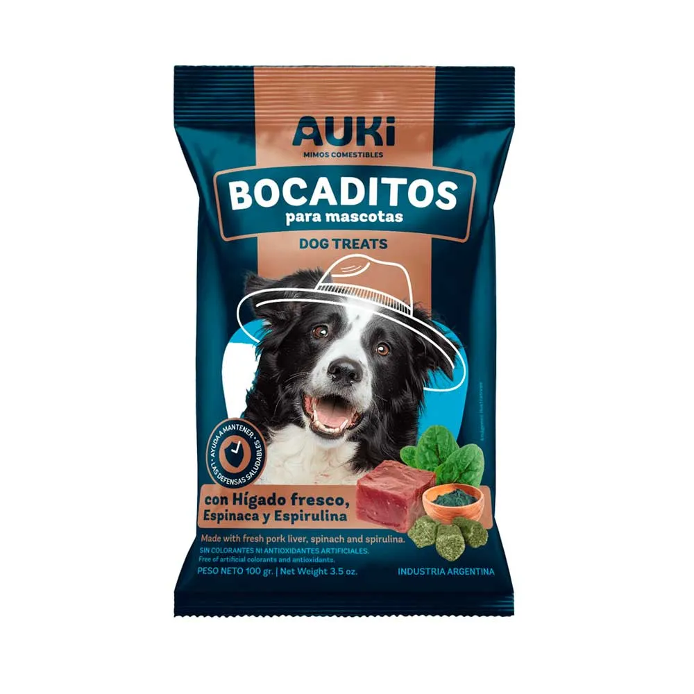 AUKI - BOCADITOS HIGADO, ESPINACA Y ESPIRULINA X 100 GR
