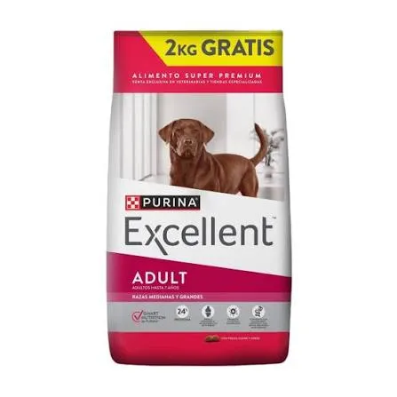 EXCELLENT - PERRO ADULTO RAZAS MEDIANAS & GRANDES 20KG + 2KG DE REGALO