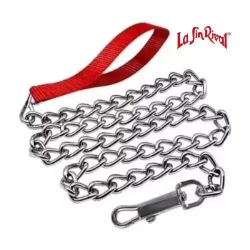 LA SIN RIVAL - CORREA CROMADA Y COLLAR DE AHORQUE MANGO SINTETICO 1,20MT
