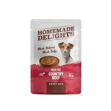 HOMEMADE DELIGHTS - COUNTRY BEEF ADULTO DOG POUCH 100GR